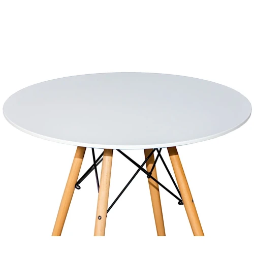 SQT-11 Стол обеденный БЕЛЫЙ D90, столешница МДФ, основание бук+металл