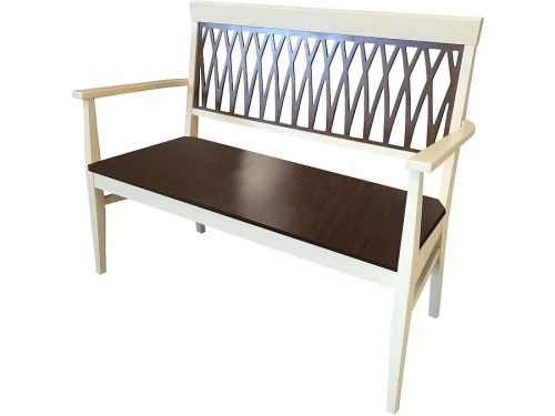 Обеденная группа (Стол Леонардо-1, 3 стула и скамья Кристиан), слоновая кость+орех темный