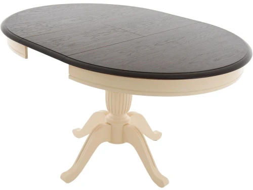 Обеденная группа (Стол Леонардо-1, 3 стула и скамья Кристиан), слоновая кость+орех темный