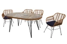Набор мебели Адриан  арт.GS006/GS007 бежевый,  14 уп.(4 стула Адриан+стол обеден.160 см. 2 уп., каркас черн, ротанг бежевый) "Garden story"