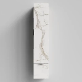 Пенал Марко 30 подвесной, дверь и ящик, ручки Хром, Мрамор Белый натур милк ПВХ 2537, правый