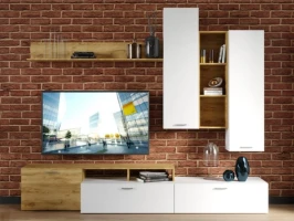 Стенка «Невио-1», Дуб крафт золотой/белый