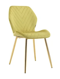 DC828 Стул мягкий, ОЛИВКОВЫЙ#G62-17 велюр, каркас металл золото КРУГЛЫЙ