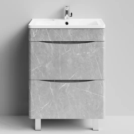 Тумба Адель 60 напольный, Мрамор Белый софт тач 4044-2 Vodok с раковиной в комплекте