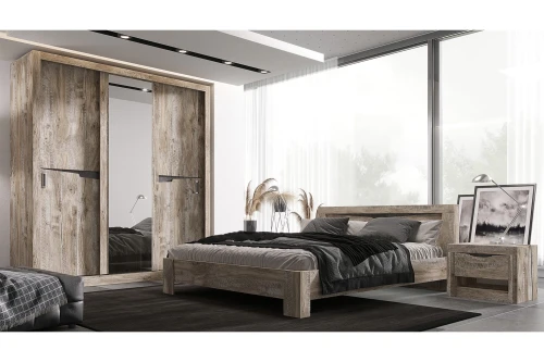 Кровать с ортопедическим основанием Ривьера 1,6м, Дуб Юкон, Бетон темный