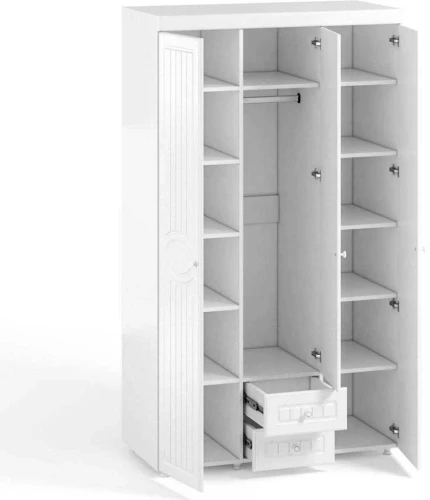 Шкаф 3-х дверный с ящиками Монако МН-56 белое дерево