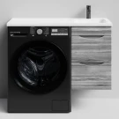 Тумба Смайл 100 подвесной, под стиральную машину, правая, Лиственница структурная контрастно-серая ПВХ 64202 Vodok с раковиной в комплекте Тумба Смайл 100 подвесной, под стиральную машину, правая, Лиственница структурная контрастно-серая ПВХ 64202 Vodok с раковиной в комплекте