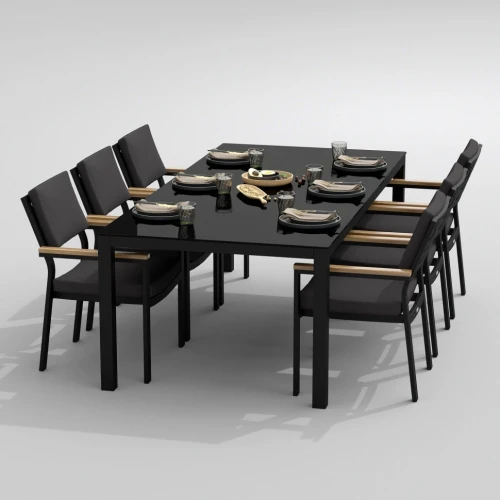 Обеденная группа CANA  BONTA  каркас карбон / стол стекло 220 / ткань антрацит