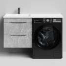 Тумба Смайл 120 подвесной, под стиральную машину, левая, Мрамор Белый софт тач 4044-2 Vodok с раковиной в комплекте Тумба Смайл 120 подвесной, под стиральную машину, левая, Мрамор Белый софт тач 4044-2 Vodok с раковиной в комплекте