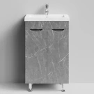 Тумба Смайл 50 напольный, Мрамор Серый софт тач ПВХ 4044-1 Vodok с раковиной в комплекте