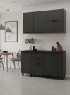 Готовый кухонный гарнитур МК Аленушка 1,4м с ящ. Магнолия Сталь,скоба черный,черный