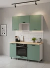 Готовый кухонный гарнитур МК Аленушка 1,6м в.5 Орешник Матовая Мята,скоба черный,сонома