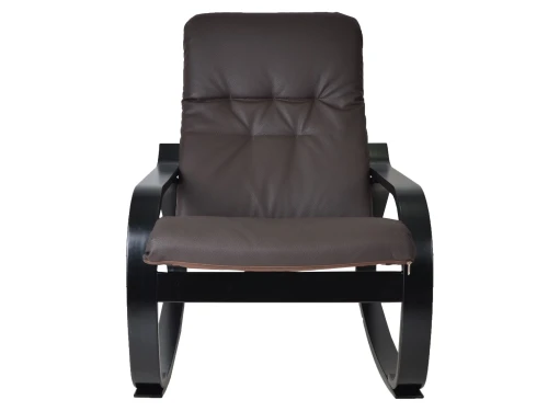 Кресло-качалка Сайма экокожа шоколад, каркас венге структура