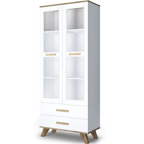 Шкаф-витрина Вега Скандинавия 800, белый глянец