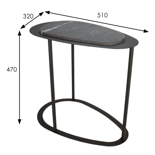 Стол журнальный МеталлАрт М024 черный мрамор/черный