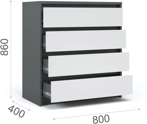 Комод «Мишель» 4ящ, Антрацит/Белый жемчуг