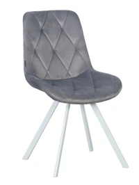 DC68 Стул мягкий поворотный, СЕРЫЙ#G62-38 велюр, каркас металл белый