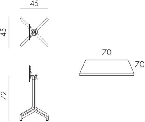 Стол складной квадратный Frasca Mini 70*70, антрацит (база + столешница)