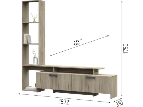 Стенка «Лучиана», Дуб крафт серый