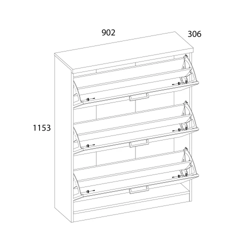 DOORSET, Тумба для обуви 3D. Цвет ДУБ НАВАРРА
