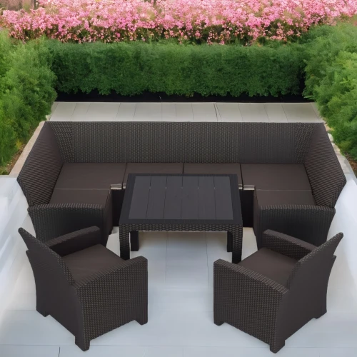 Комплект садовой мебели под ротанг Калифорния “California“с П- образный диваном 136х264х136 см 6 мест, 2 кресла, с подушками со столом 95х95 см