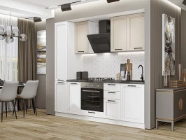 Кухонный гарнитур Нео-02 Cream Silk/White Silk