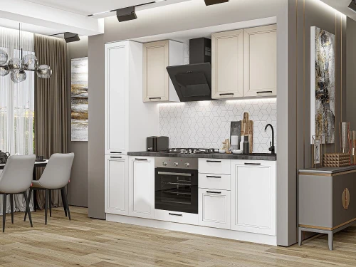 Кухонный гарнитур Нео-02 Cream Silk/White Silk