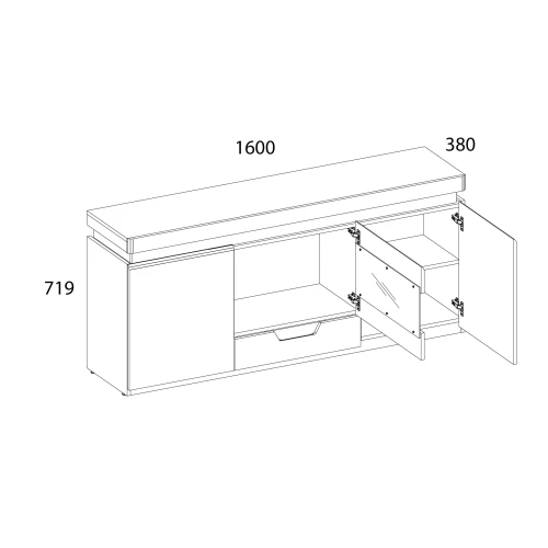 Тумба RTV 1V2D1S, TORINO, цвет белый/Дуб наварра