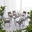 Комплект мебели из литого алюминия с ДПК стол 120*70 см ПОЛИВУД-5 + 6 кресел ПОЛИВУД-3