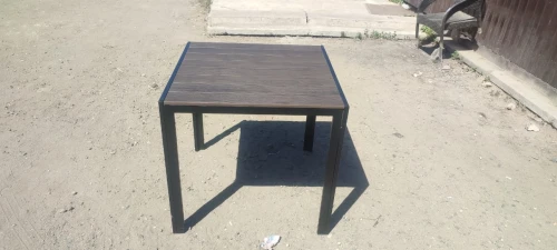 Алюминиевый квадратный стол ПОЛИВУД-10 80*80  цвет каштан 1027