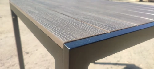 Алюминиевый квадратный стол ПОЛИВУД-10 80*80  цвет каштан 1027