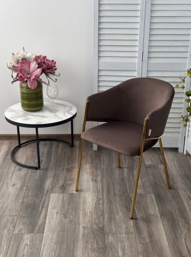 Стул DILL MOMO-05 тауп, велюр "беспальчиковый"/ золотой каркас М-City