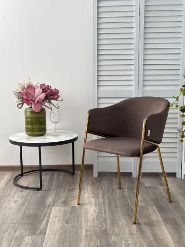 Стул DILL MOMO-05 тауп, велюр "беспальчиковый"/ золотой каркас М-City