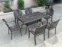 Обеденная группа Teide 6 из литого алюминия с мангалом