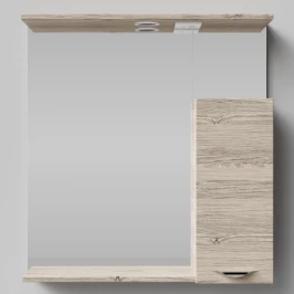 Зеркало Марко 75, ручки Хром, Дубослив ореховый светлый ПВХ 3445, правый