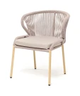 "Милан" стул плетеный из роупа, каркас алюминий (RAL1001), роуп бежевый круглый, ткань бежевая