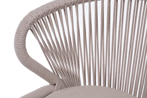 "Милан" стул плетеный из роупа, каркас алюминий (RAL1001), роуп бежевый круглый, ткань бежевая