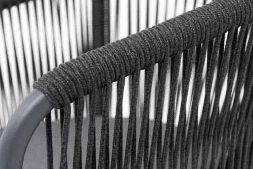 "Романо" стул плетеный из роупа, каркас алюминий темно-серый (RAL7024) муар, роуп темно-серый круглый, ткань темно-серая 027