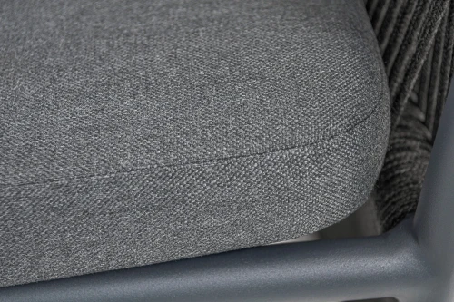 "Романо" стул плетеный из роупа, каркас алюминий темно-серый (RAL7024) муар, роуп темно-серый круглый, ткань темно-серая 027