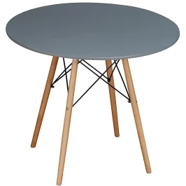 SQT-11 Стол обеденный СЕРЫЙ D90, столешница МДФ, основание бук+металл