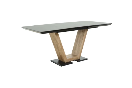 Стол Торонто 140, Черный с чёрным стеклом/Ель умбра, черный
