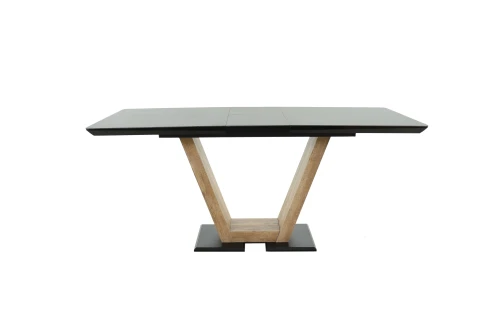 Стол Торонто 140, Черный с чёрным стеклом/Ель умбра, черный