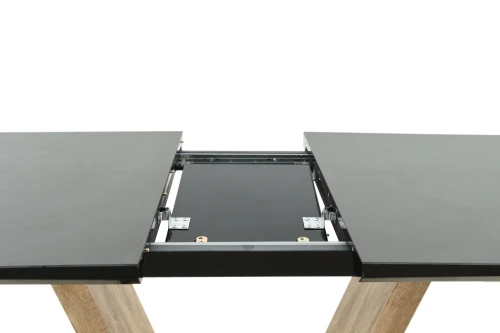 Стол Торонто 140, Черный с чёрным стеклом/Ель умбра, черный