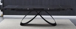 DT888 Стол раскладной Shashi black, 160-240/90*76, керамич. столеш, основ. металл черный
