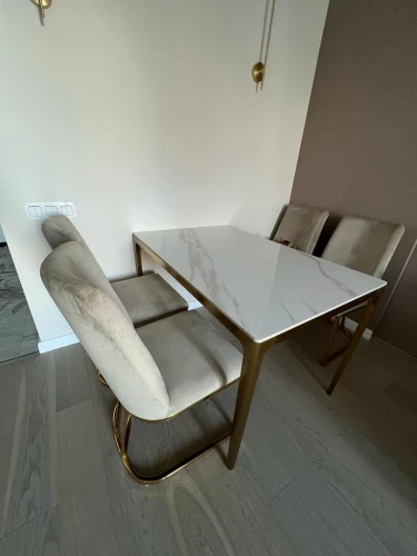 Стол обеденный Камео DT-3001S, 120х80х75 см, белый мрамор (Калаката)