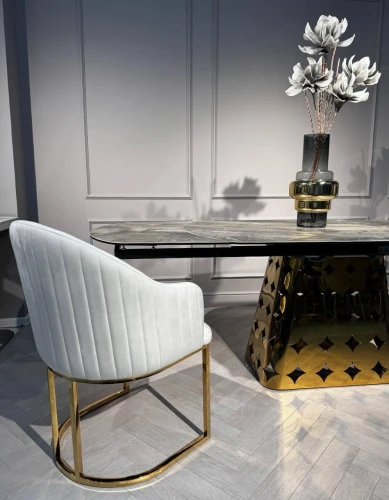 Стул обеденный Пандора Гранд MC883-BG-2 , молочный/глянцевое золото