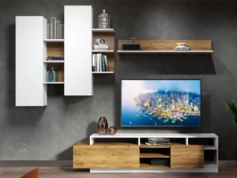 Стенка «Невио-2», Дуб крафт золотой/белый