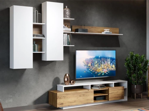 Стенка «Невио-2», Дуб крафт золотой/белый