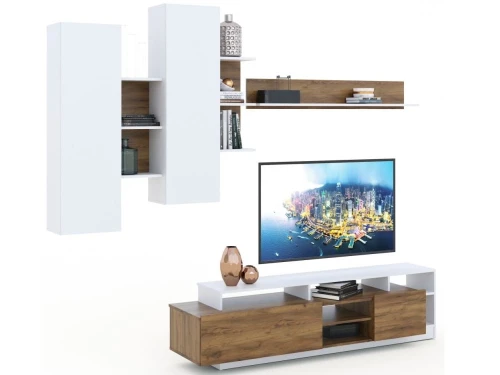 Стенка «Невио-2», Дуб крафт золотой/белый