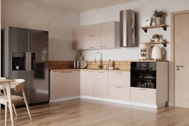 Готовая кухня КГ Угловой 1500х2700 (с пм) Эмаль, Крем  Арника РМ в.2
